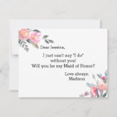 Chic Watercolor Peony werden Sie meine Trauzeugin Einladung (Rückseite)