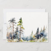 Chic Watercolor Pine Forest Landschaft Hochzeit Dankeskarte (Rückseite)