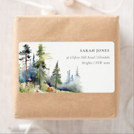 Chic Watercolor Pine Forest Landschaftsadresse