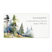 Chic Watercolor Pine Forest Landschaftsadresse (Vorne)