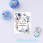 Chic Watercolor Pink Blue Blume Gender Reveal Flyer (Einzeln)