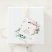 Chic Watercolor Pink Blush White Floral Taufe Geschenkanhänger (Beispiel)