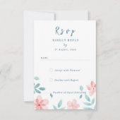 Chic Watercolor Pink Floral Einladung RSVP Karten (Vorderseite)