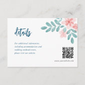 Chic Watercolor Pink Floral Wedding Card Begleitkarte (Vorderseite)