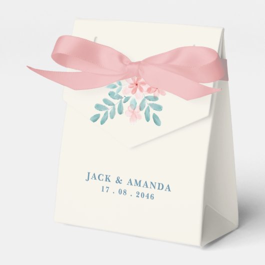 Chic Watercolor Pink Gastgeschenk Hochzeit Box Geschenkschachtel (Vorderseite)