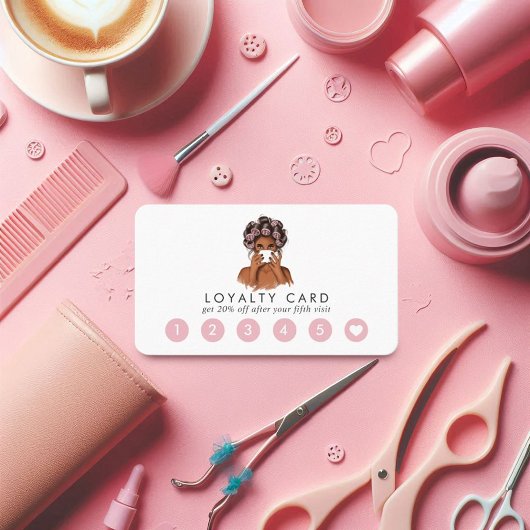 Chic Watercolor Pink Hair Salon Loyalty Card Treuekarte