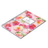 Chic Watercolor Pink Peonys Blumenmuster Notizblock (Linke Seite)