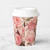Chic Watercolor Pink Roses Pappbecher (Rechts)