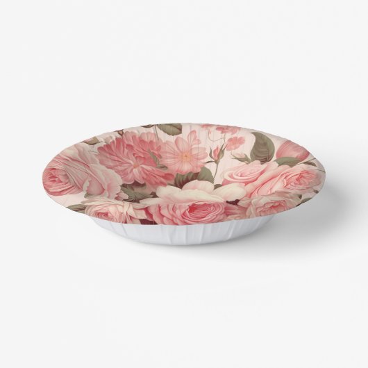 Chic Watercolor Pink Roses Pappteller (Gewinkelt)