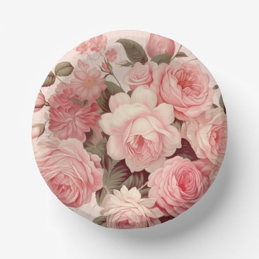 Chic Watercolor Pink Roses Pappteller (Vorderseite)