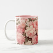 Chic Watercolor Pink Roses Zweifarbige Tasse (Links)