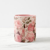 Chic Watercolor Pink Roses Zweifarbige Tasse (Mittel)