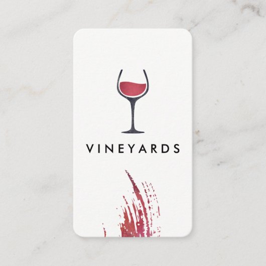 Chic Watercolor Pinselstrich und rustikales Weingl Visitenkarte (Vorderseite)