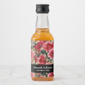 Chic Watercolor Red Blume Black Wedding Mini Alkoholflaschenetikett (Vorderseite)