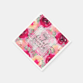 Chic Watercolor Rosa Brautparty Serviette (Ecke)