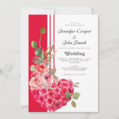 Chic Watercolor Rose Heart Modern Floral Wedding Einladung (Vorderseite)