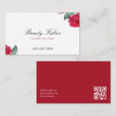 Chic Watercolor Rote Rosen Bekleidung Boutique Visitenkarte (Vorne/Hinten)