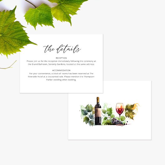 Chic Watercolor Script Wedding Details Card Dankeskarte