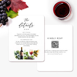 Chic Watercolor Script Winery Details UAWG QR Code Begleitkarte