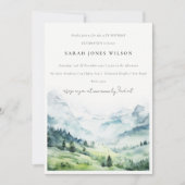 Chic Watercolor Snow Mountain Landschaft Geburtsta Einladung (Vorderseite)