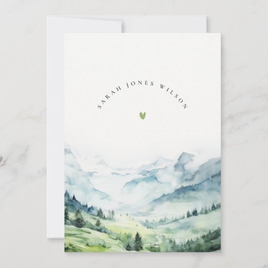 Chic Watercolor Snow Mountain Landschaft Geburtsta Einladung (Rückseite)