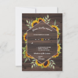 Chic Watercolor Sonnenblumen Altes Brauhaus Hochze RSVP Karte