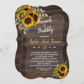 Chic Watercolor Sonnenblumen Brunch & Bubbly Einladung (Vorne/Hinten)