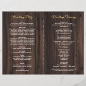 Chic Watercolor Sonnenblumen Wood Wedding Programm (Rückseite)
