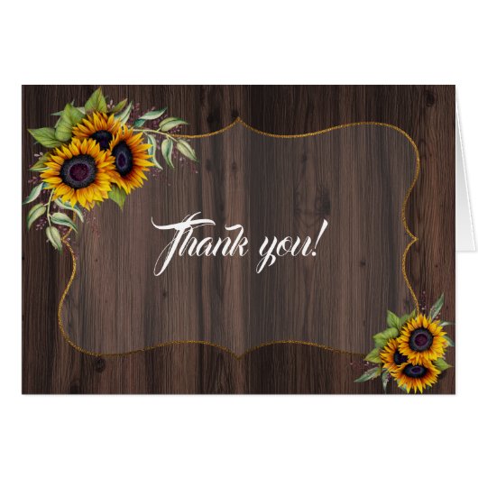 Chic Watercolor Sonnenblumen Wood Wedding Vielen D (Vorderseite (Horizontal))