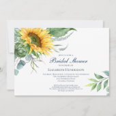 Chic Watercolor Sonnenblumengrün Brautparty Einladung (Vorderseite)