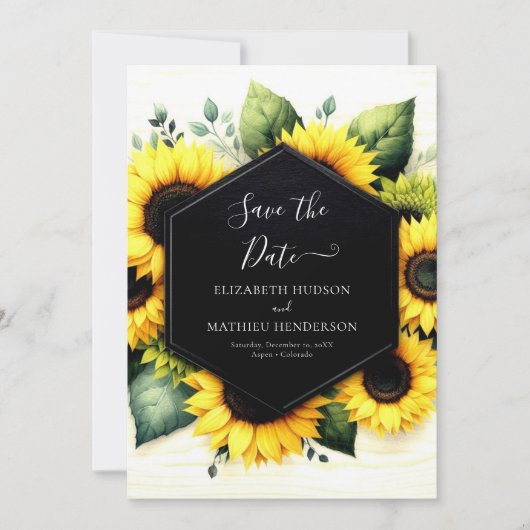 Chic Watercolor Sonnenblumenhochzeit Save The Date (Vorderseite)