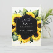 Chic Watercolor Sonnenblumenhochzeit Save The Date (Stehend Vorderseite)