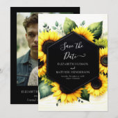 Chic Watercolor Sonnenblumenhochzeit Save The Date (Vorne/Hinten)