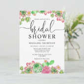 Chic Watercolor Succulent Cactus Brautparty Einladung (Stehend Vorderseite)