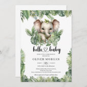 Chic Watercolor tropische Vegetation niedlicher El Einladung (Vorne/Hinten)