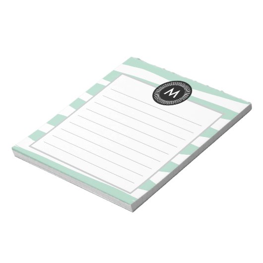 Chic Watercolor und Black Monogram Notizblock (Rotiert)