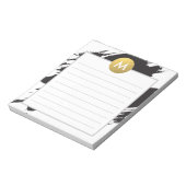Chic Watercolor und Gold Monogram Notizblock (Rotiert)