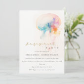 Chic Watercolor Underwater Jellyfish Verlobung Einladung (Stehend Vorderseite)