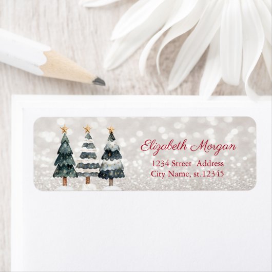 Chic Watercolor Weihnachtsbaumen, Bokeh (Insitu)