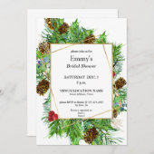 Chic Watercolor Weihnachtsgrün Brautparty Einladung (Vorne/Hinten)