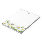 Chic Watercolor Weiße Frühlingsblumen Personalisie Notizblock (Rotiert)