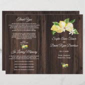 Chic Watercolor White Floral Wood Wedding Program (Vorne/Hinten)