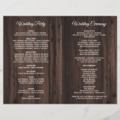 Chic Watercolor White Floral Wood Wedding Program (Rückseite)