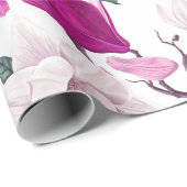 Chic Watercolor White Hot Pink Magnolias Muster Geschenkpapier (Rolleneckpunkt)