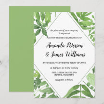 Chic Watercolor Wild Wiese Green Diamond Wedding
