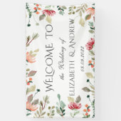 Chic Watercolor Wildblume Hochzeit Banner (Vertikal)