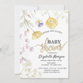 Chic Watercolor Wildblumen Botanical Baby Dusche Einladung (Vorderseite)
