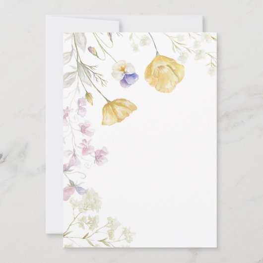 Chic Watercolor Wildblumen Botanical Baby Dusche Einladung (Rückseite)