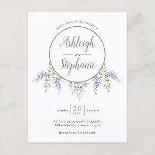 Chic Watercolor Wisteria Drop Wedding Einladungspostkarte