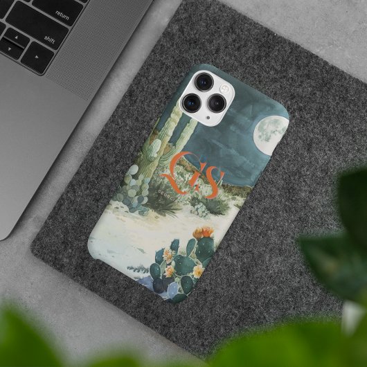 Chic Watercolor Wüstenmoon | Monogramm Case-Mate iPhone Hülle
